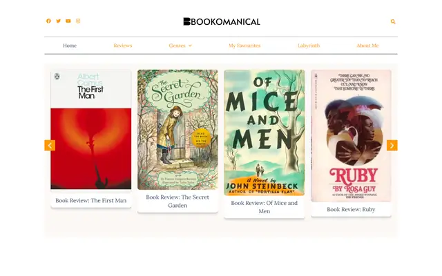 Bookomaniacal website homepage