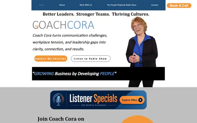 Coach Cora website homepage