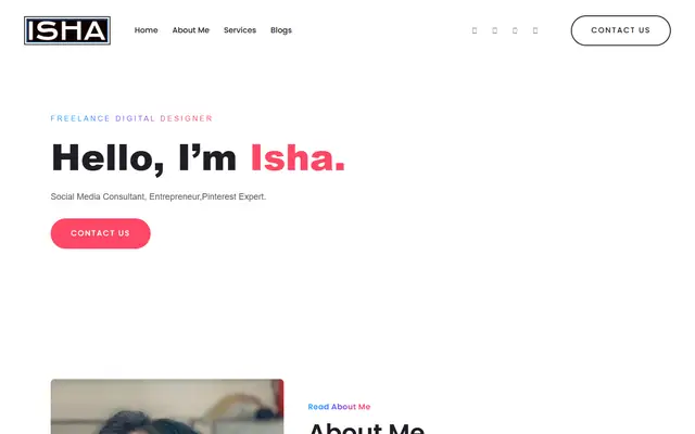 Isha Panwar website homepage
