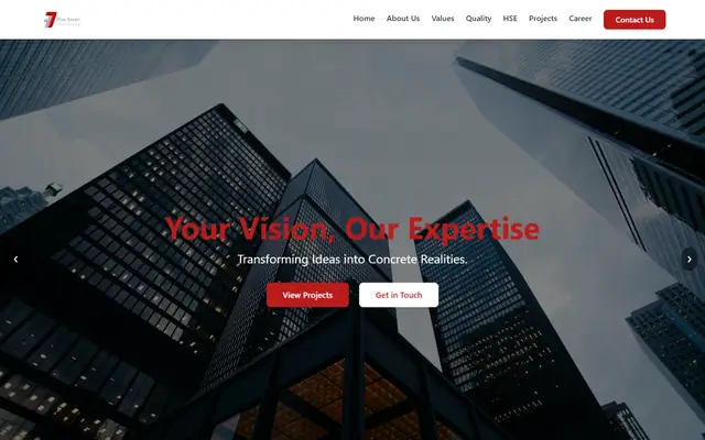 Plus7even website homepage