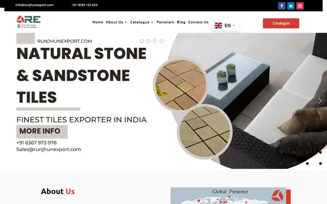 Runjhun Export website homepage
