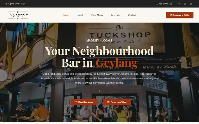 The Tuck Shop website homepage