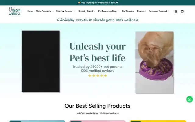 Unleash Wellness website homepage
