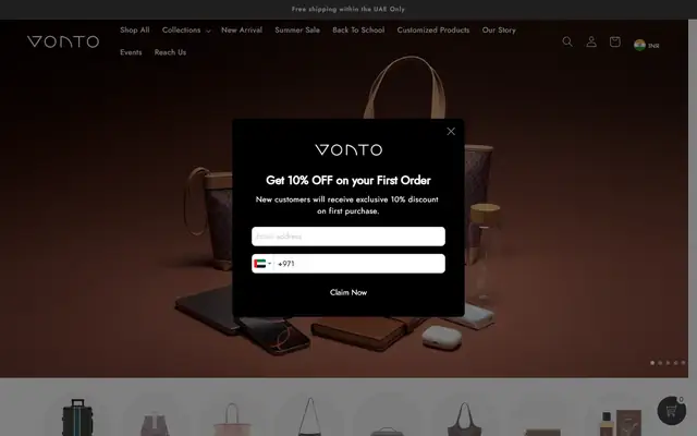 Vonto website homepage